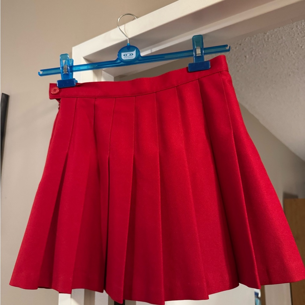 American Apparel Red Pleated Skirt size M made in USA